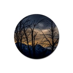 Tree Silhouette At Border Of Nahuel Haupi Lake, Rio Negro, Argentina Rubber Coaster (round) by dflcprintsclothing