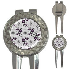 Elegant Purple Floral Jacquard Mesh Lace Fabric 3-in-1 Golf Divots by ArtfulThreads