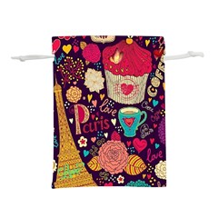 Collage Worx Black Collage Cupcake Eifel Tower Fireworks Paris Lightweight Drawstring Pouch (m)