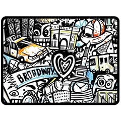 Doodle New York City Nyc Two Sides Fleece Blanket (large) by Salmanaz77