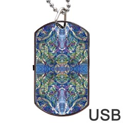 Blue Arabesque Dog Tag Usb Flash (one Side)