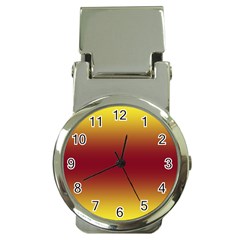 Electric Yellow To Burgundy Red Bilinear Gradient Money Clip Watches by GradientsOmbre