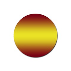 Burgundy Red To Electric Yellow Bilinear Gradient Rubber Round Coaster (4 Pack)