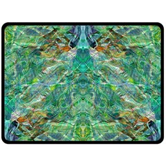 Green Repeats I Two Sides Fleece Blanket (large) by kaleidomarblingart