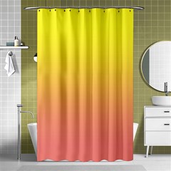 Electric Yellow To Coral Pink Linear Gradient Shower Curtain 48  X 72  (small) 