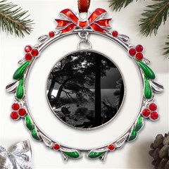 Los Alerces National Park Waterfront Landscape, Argentina002 Metal X mas Wreath Ribbon Ornament by dflcprintsclothing