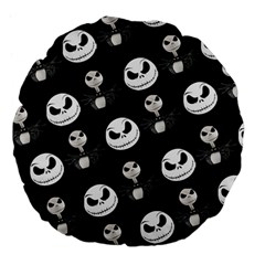 Jack Print, White, Before, Plain, Black, Simple, Christmas Large 18  Premium Flano Round Cushions by kyorashop23