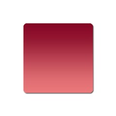 Burgundy Red To Coral Pink Linear Gradient Square Magnet by GradientsOmbre