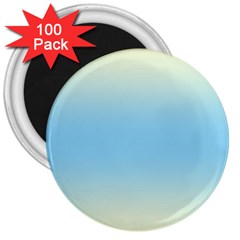 Cream Yellow To Baby Blue Bilinear Gradient 3  Magnets (100 Pack) by GradientsOmbre