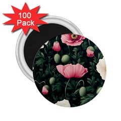 Poppy Flower Plant Petals Bloom 2 25  Magnets (100 Pack) 