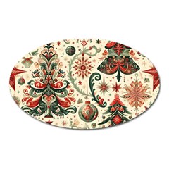 Christmas Tree Snow Oval Magnet by Bedest