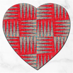 Zigzag Pattern Chevron Red Jigsaw Puzzle (heart)