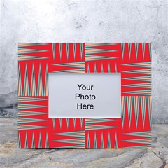 Zigzag Pattern Chevron Red White Tabletop Photo Frame 4 x6  by Bedest