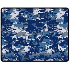 Blue, Camouflage, Cool, Navy, New, Pattern Two Sides Fleece Blanket (medium)