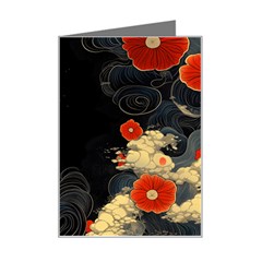 Korean Art Flowers Asian Pattern Mini Greeting Card by Sabxi