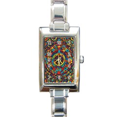 Peace Abstract Pattern Creative Drawing Rectangle Italian Charm Watch by Posterlux