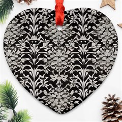 Gothic Leaf Pattern 4 Heart Ornament (two Sides)