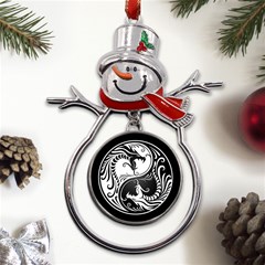 Yin Yang Dragons Metal Snowman Ornament by UniqueYinYang