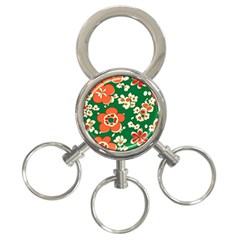 Mid Century Retro Floral 1970s 1960s Pattern 94 3-ring Key Chain by violetheavensky