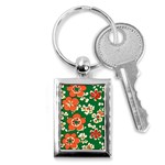 Mid Century Retro Floral 1970s 1960s Pattern 94 Key Chain (Rectangle) Front