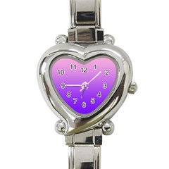 Cotton Candy Pink To Indigo Violet Linear Gradient Heart Italian Charm Watch
