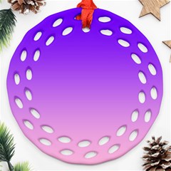 Indigo Violet To Cotton Candy Pink Linear Gradient Round Filigree Ornament (two Sides) by GradientsOmbre