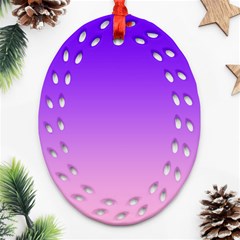 Indigo Violet To Cotton Candy Pink Linear Gradient Oval Filigree Ornament (two Sides) by GradientsOmbre