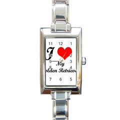 I Love Golden Retriever Rectangular Italian Charm Watch