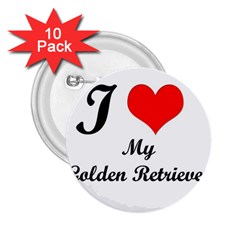 I Love Golden Retriever 2 25  Button (10 Pack)