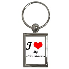 I Love Golden Retriever Key Chain (rectangle)