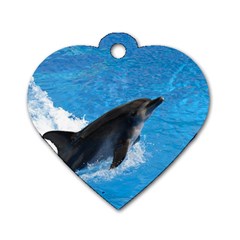 Swimming Dolphin Dog Tag Heart (one Side)