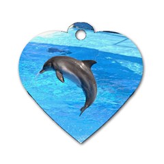 Jumping Dolphin Dog Tag Heart (two Sides)