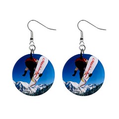 Snowboard Sport Airborne Mini Button Earrings