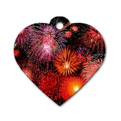 Fireworks Single-sided Dog Tag (heart) by level1premium