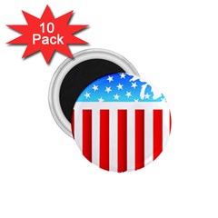 Usa Flag Map 10 Pack Small Magnet (round) by level3101